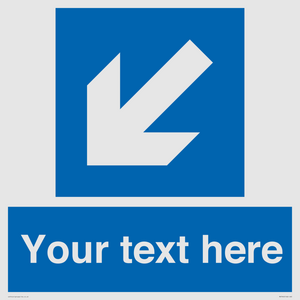 Custom Mandatory directional sign, blue arrow down and left